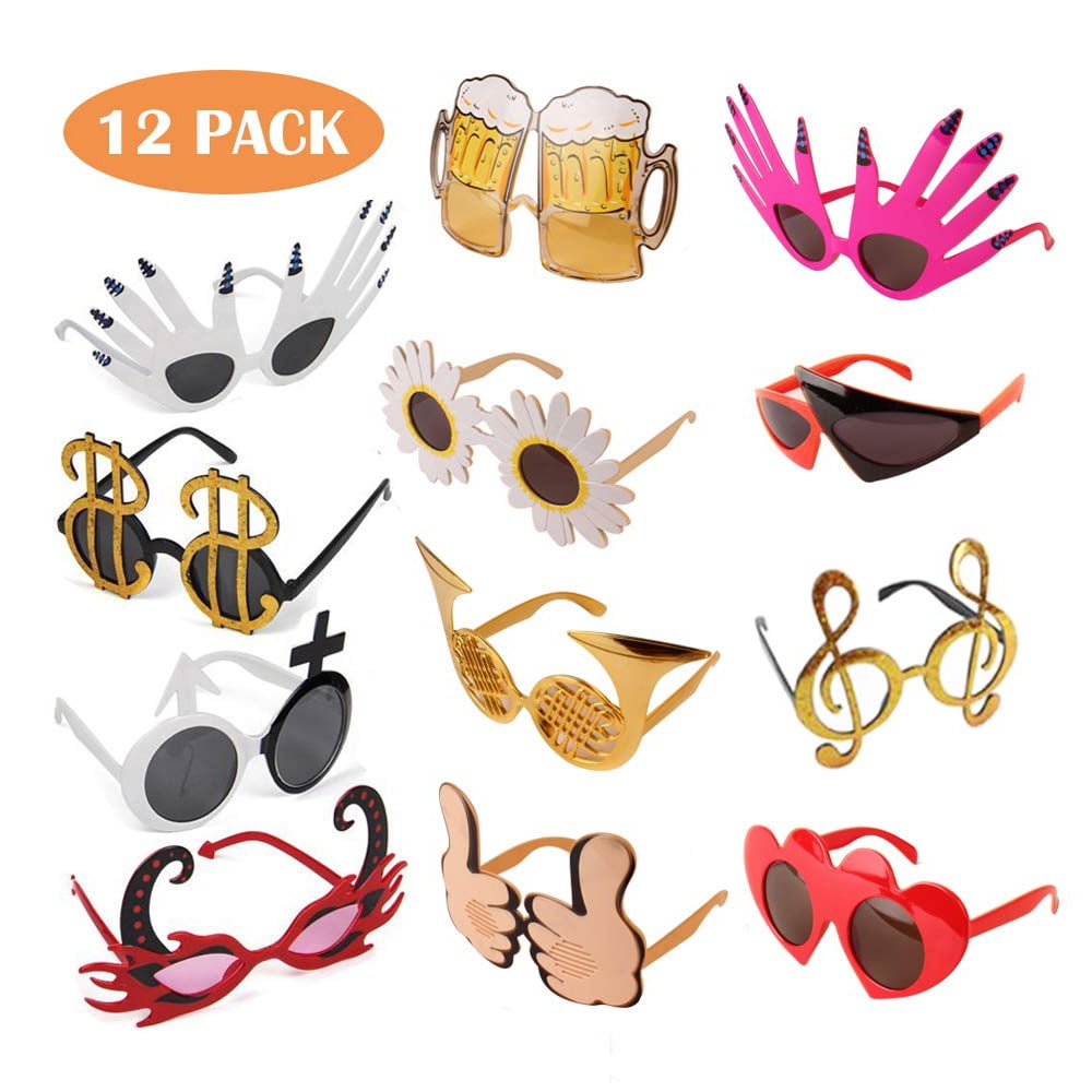 12 Pack Funny Glasses Party Sunglasses Costume Sunglasses Cool Shaped Funny Party Sunglasses