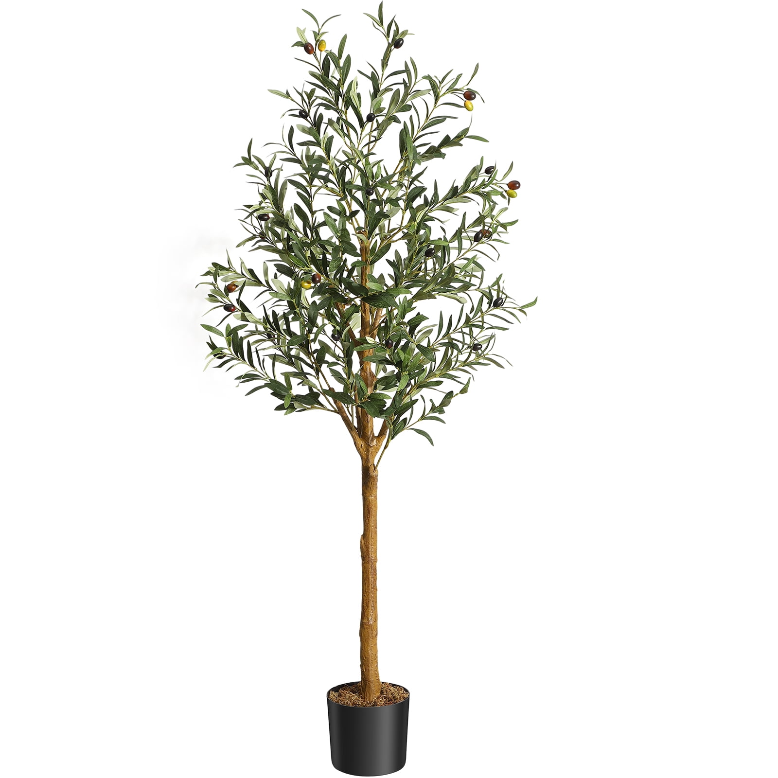 Ataucjin Artificial Olive Tree Tall Faux Silk Plant Faux Olive Tree Indoor Fake Potted Tree With Natural Wood Trunk And Lifelike Fruits For Home Office Decor Housewarming Gift