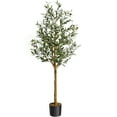 thumbnail image 1 of Yeshouse Olivo artificial alto, planta en maceta de seda sintética de 1,2/1,5/1,8 m con tronco de madera realista y frutos para la decoración de interiores del hogar, la oficina o la sala de estar, 1 of 6