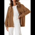 thumbnail image 3 of Chaqueta Informal de Otoño para Mujer, de Larga, con Botones, Holgada y Ligera, con Bolsillos. Marrón XL, 3 of 8