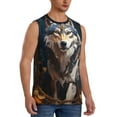thumbnail image 2 of Xecao Oil Painting Tribal Wolf Print Men's Tank Top: Sleek Sleeveless Tee for Casual Sports and Beach Occasions-Medium, 2 of 7