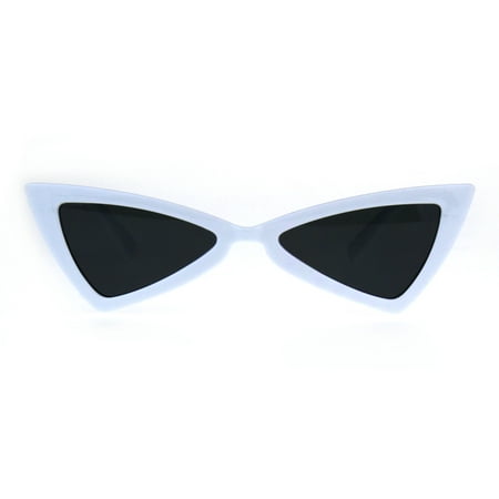 Womens Squared Triangle Gothic Retro Cat Eye Plastic 20s Sunglasses White Black