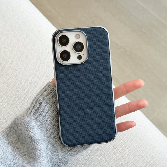 Allytechgroup for iPhone 15 Pro [Compatible with Magsafe] Magnetic PU Leather & Soft TPU Bumper Shockproof Back Cover, Dark Blue