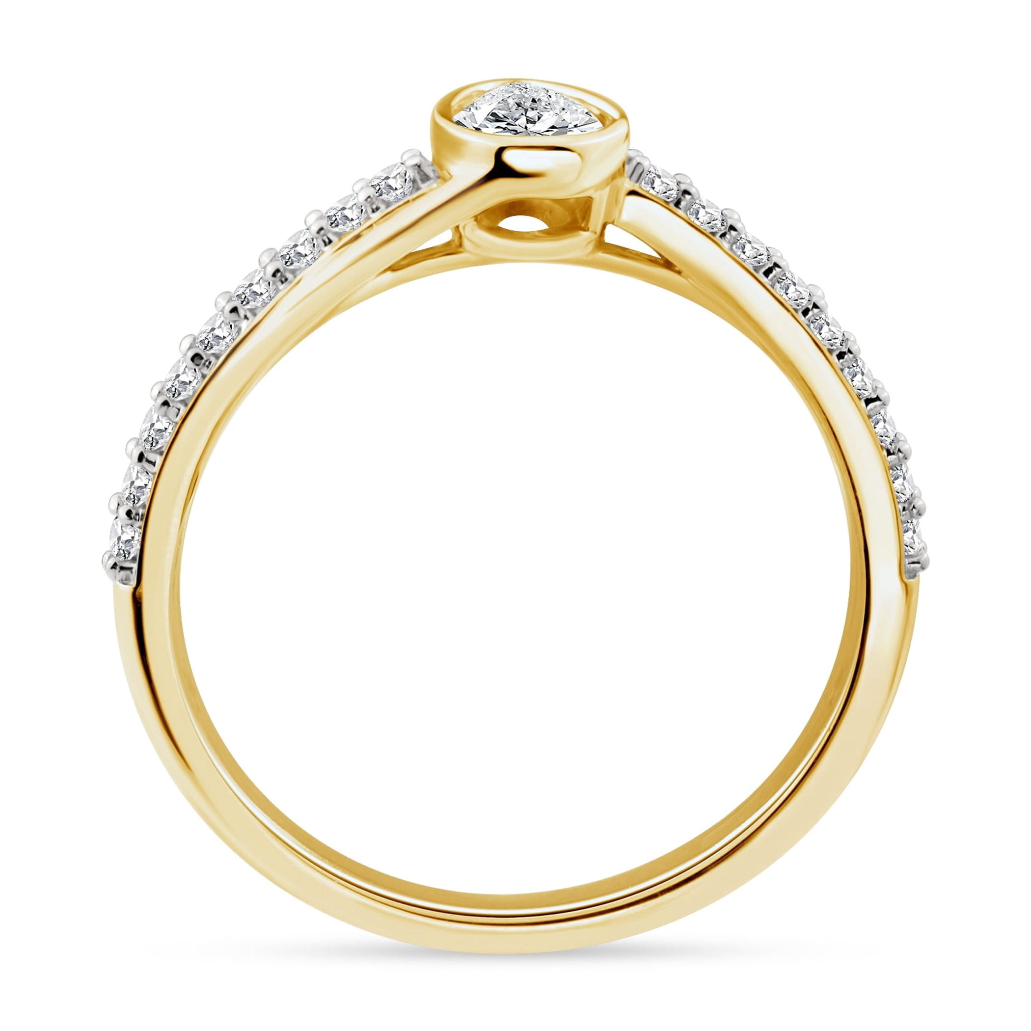Brilliance Fine Jewelry 1/2 Ctw Lab Grown Diamond Promise Ring in 14K Yellow Gold-Plated Sterling Silver, Women
