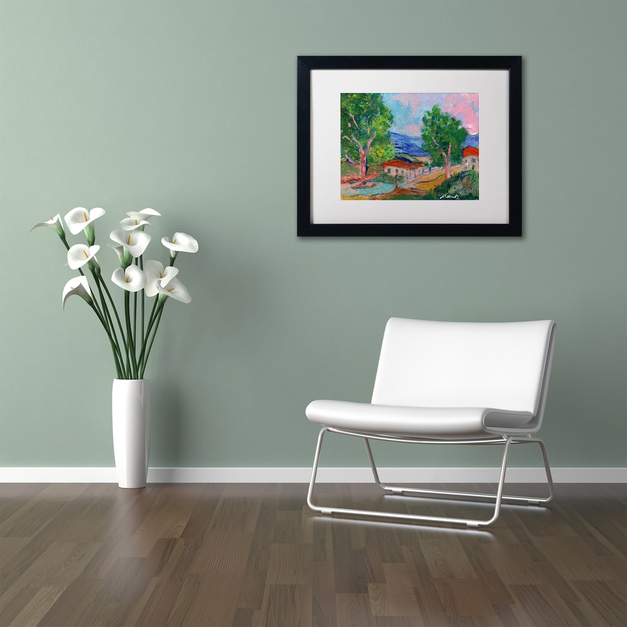 Trademark Fine Art "Tree Valley" Canvas Art by Manor Shadian White Matte, Black Frame