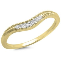 0.10 Carat (ctw) 10K Yellow Gold Round Cut White Diamond Ladies Anniversary Wedding Stackable Contour Guard Band 1/10 CT