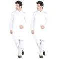 thumbnail image 1 of Royal Men's White Active Wear Pure Cotton Kurta Pyjama Set of 2, 1 of 1