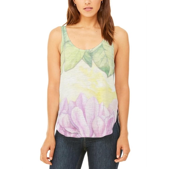 Mardi Gras French Quarter Magnolias at Sunrise Juniors Flowy Side Slit Tank Top Multi SM