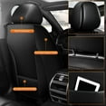 thumbnail image 4 of JIAMAOXIN Full Set Car Seat Covers, 5 Seats Fuax Leather Seat Covers Cushion Protector for Hyundai Sonata 2004-2014 (5 Seats, Black), 4 of 5
