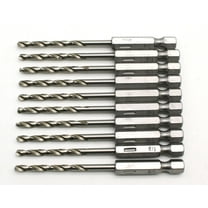TMAX 10 pc 1/8 inch M35 Cobalt Jobber Drill Bits for Stainless Steel & Hard Metals, with 1/4 Inch Hex Shank for Quick Chucks,3-1/4" total length,2" working length