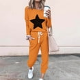 thumbnail image 2 of Pisexur Ensembles Deux Pièces pour Femmes Automne Tendance Imprimé Étoile Chandails en Molleton Col Rond Pantalons Jogger Survêtements Femmes Tenue Décontractée Surdimensionnée Tenues de Voyage Vacances pour Femmes, 2 of 4
