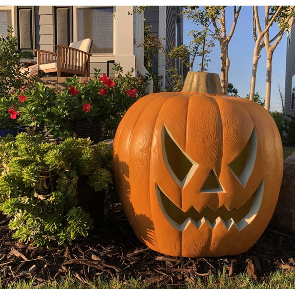 DUNCHATY 21" LED Jack-O-Lantern - Pre-Lit Halloween Pumpkin Lantern for Indoor/Outdoor Décor-Angry Face