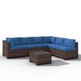 thumbnail image 6 of Clouddwell 7 Piece Outdoor Patio Furniture Set, Wicker Rattan Patio Sectional Sofa Set, Blue, 6 of 10