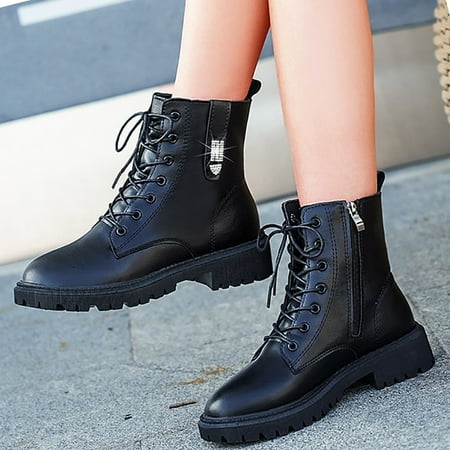 

Zedker Winter Boots For Women Winter Boots Lace-Up Boots Women Non-Slip Waterproof Leather Boots Children S Large Size Black Boots Zipper Short Boots Comfortable Shoes For Wome