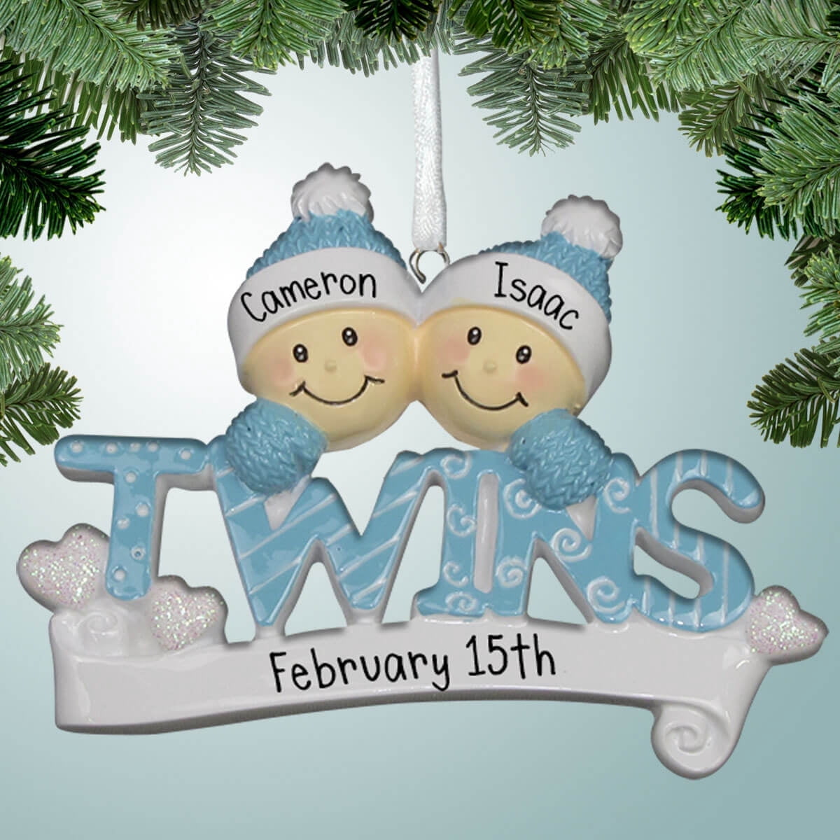 Twins - Two Boys -Christmas Ornament - Baby's First Christmas - 1st Xmas - Perfect Stocking Stuffer - Great Gift Ideas