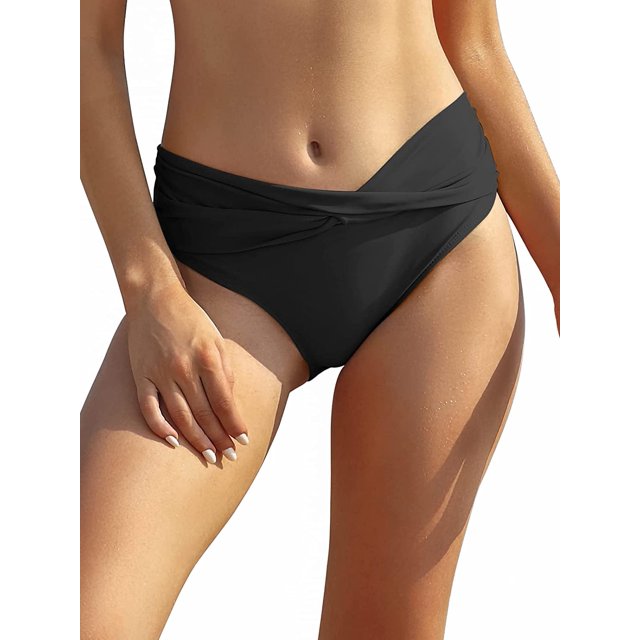 Bañador de Bikini para Mujer con Parte Inferior Torcida en la Parte Delantera Negro 2XL Negro 2XL Xishao ropa