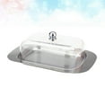thumbnail image 4 of Stainless Steel Butter Dish Serving Tray with Plastic Lid Kitchen Cream Plate Cheese Holder, 4 of 6
