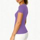 thumbnail image 4 of Camisas de Manga Corta para Mujeres Casual con Cuello en V Plisado, Camisetas de Color Sólido para Primavera Verano, 4 of 6
