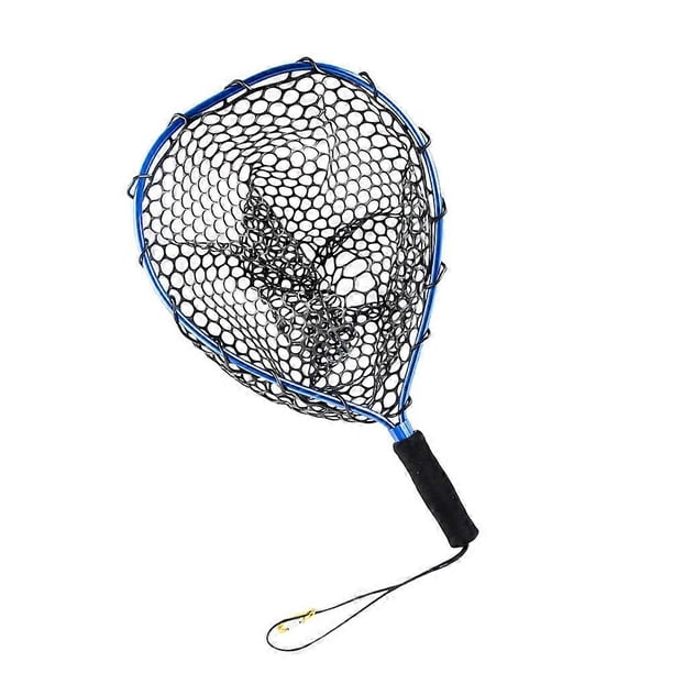 Aluminum Alloy Fishing Net with Rubber Coated Knotless Mesh for Boating and Saltwater Fishing