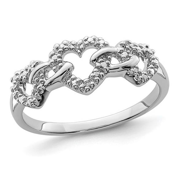 Sterling Silver Heart Promise Ring with Accent Diamonds