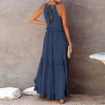 thumbnail image 6 of Women Dress Summer Sleeveless Maxi Dress Casual Flowy Ruffle Pleated Elegant Long Dresses, 6 of 9