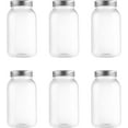 thumbnail image 1 of czcpp-32 OZ Clear Plastic Mason Jars with Lids - Dishwasher Safe Plastic Mason Jars (6 Pack) (Silver), 1 of 4