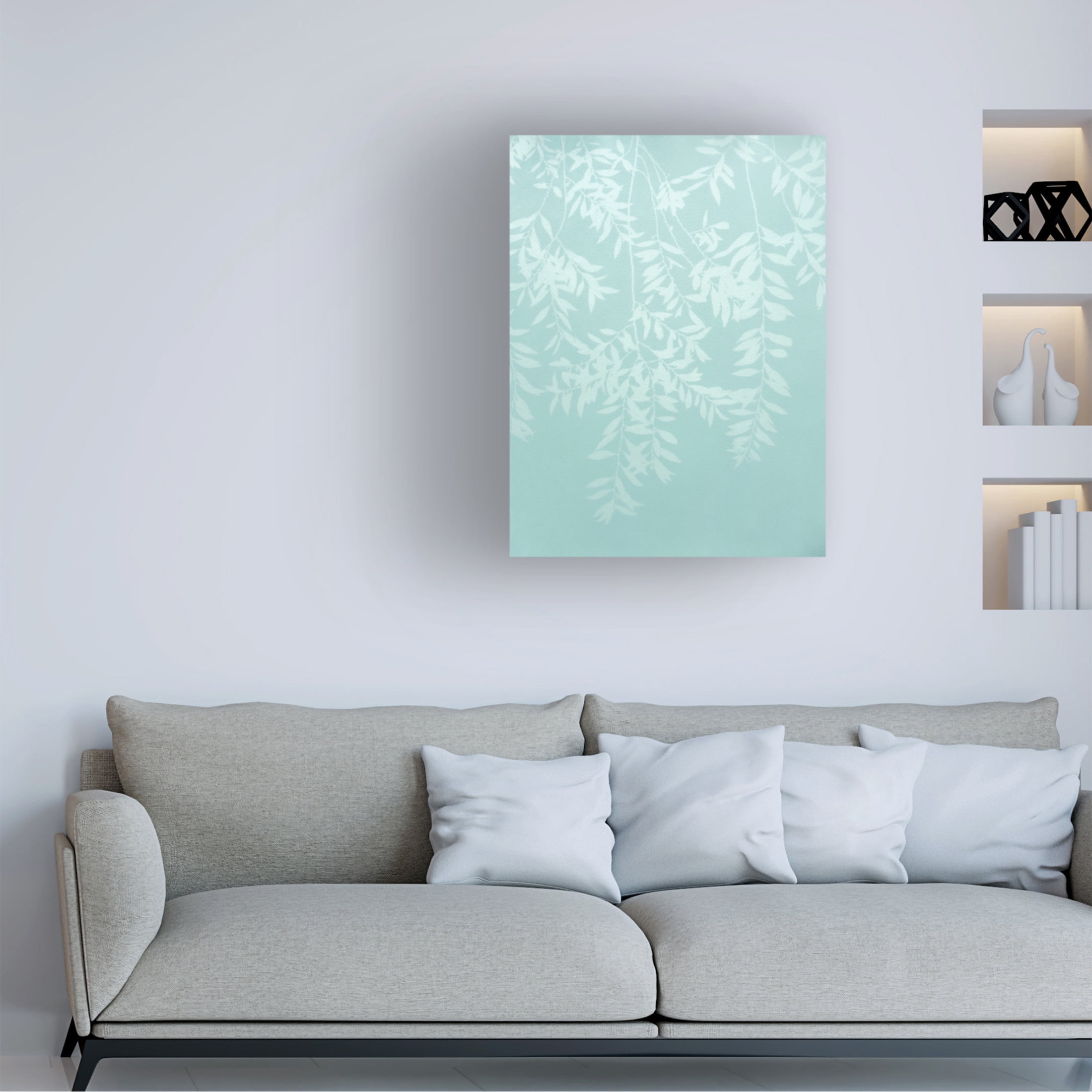 Canvas Wall Art - Christine So 'Celadon Willow 1' Wall Art for Living Room, Bedroom, or Office Décor by Trademark Fine Art - 14 x 19 Inches
