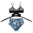thumbnail image 4 of Women Criss Cross High Waisted String Floral Printed 2 Piece Bathing Swimsuit, 4 of 6