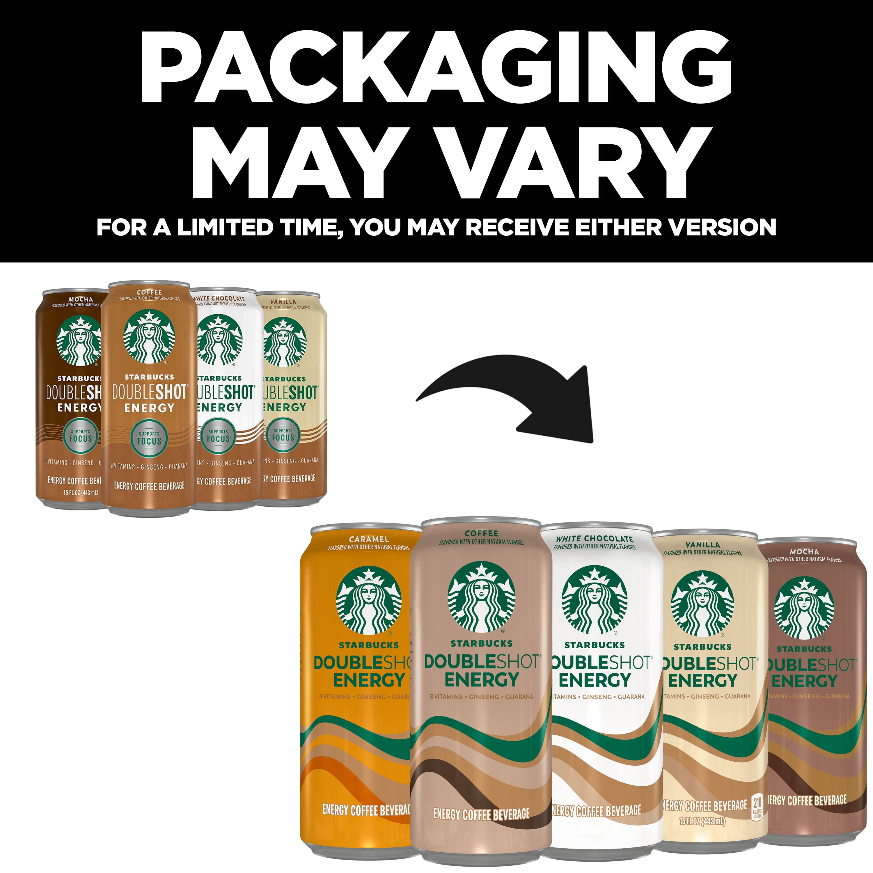 (2 pack) Starbucks Doubleshot Energy Vanilla Coffee with Cow Milk, 15 fl oz, Canned Coffee Drink