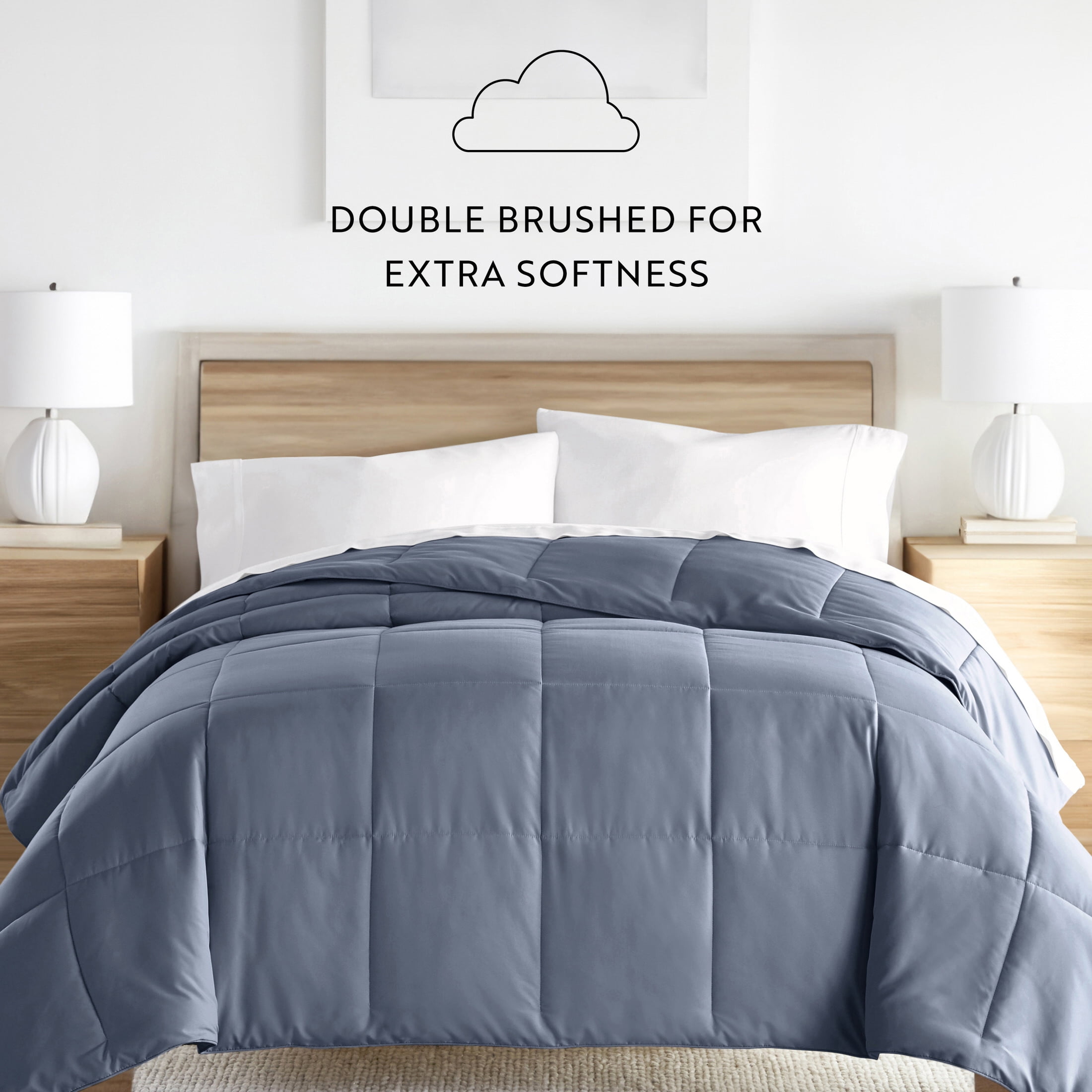 Noble Linens Stone All Season Lightweight Down-Alternative Solid Comforter, Full/Queen