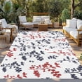 thumbnail image 2 of Grey Red Botanical Outdoor Rug for Patio/Deck/Porch, Non-Slip Large Area Rug 5 x 8 Ft, Watercolor Spring Floral Summer Leaf Indoor Outdoor Rugs Washable Area Rugs, Camping Rug Carpet Runner, 2 of 8