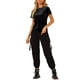thumbnail image 1 of Camiseta de terciopelo para mujer Inspire Chic, de cuello redondo, manga corta, casual, 2XL, negra, 1 of 7