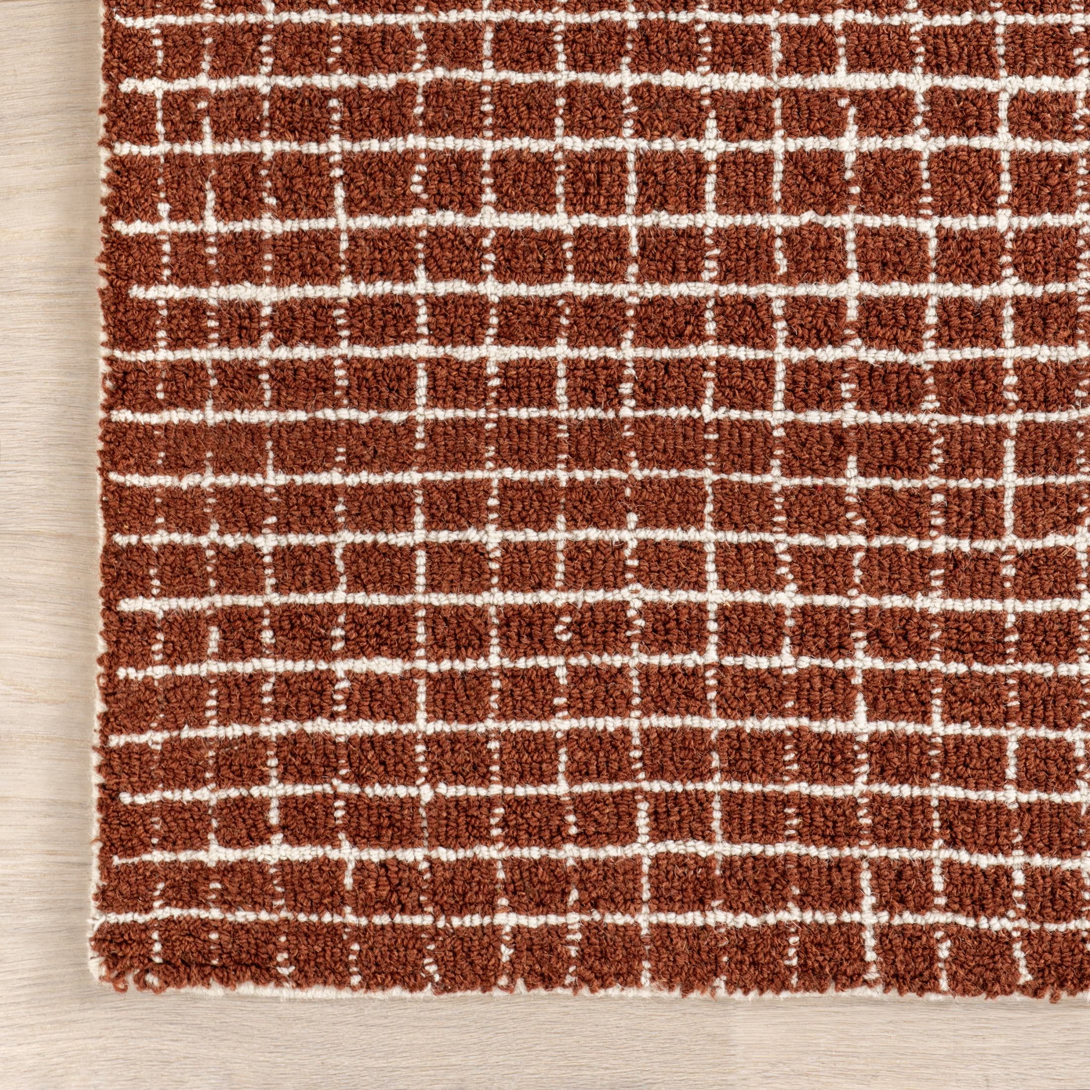 Rugs USA Melrose Checked Wool Area Rug, 7' 6" x 9' 6", Melrose Chestnut