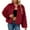 Wine 01, variant on Womens Fluffy Faux-Fur Coat Dressy Casual Cropped Winter Jacket Outerwear Long Sleeve Shaggy Warm Cardigans (XL, Brown)