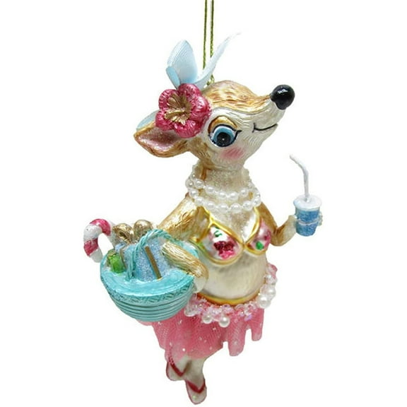 Beach Deer Female in Pink Skirt Christmas Holiday Ornament December Diamonds
