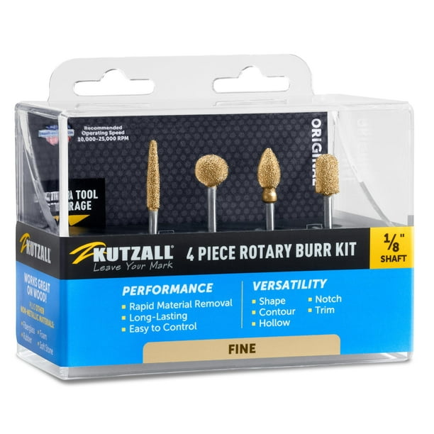 Kit de fresas rotativas Kutzall de 4 piezas con eje de 1/8 pulgadas para herramientas Dremel
