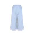 thumbnail image 2 of Eashery Women's Casual Linen Pants Lounge Pants Comfortable Straight Calf-Length Pants Women Pants (Solid Color,Sky Blue,S), 2 of 5