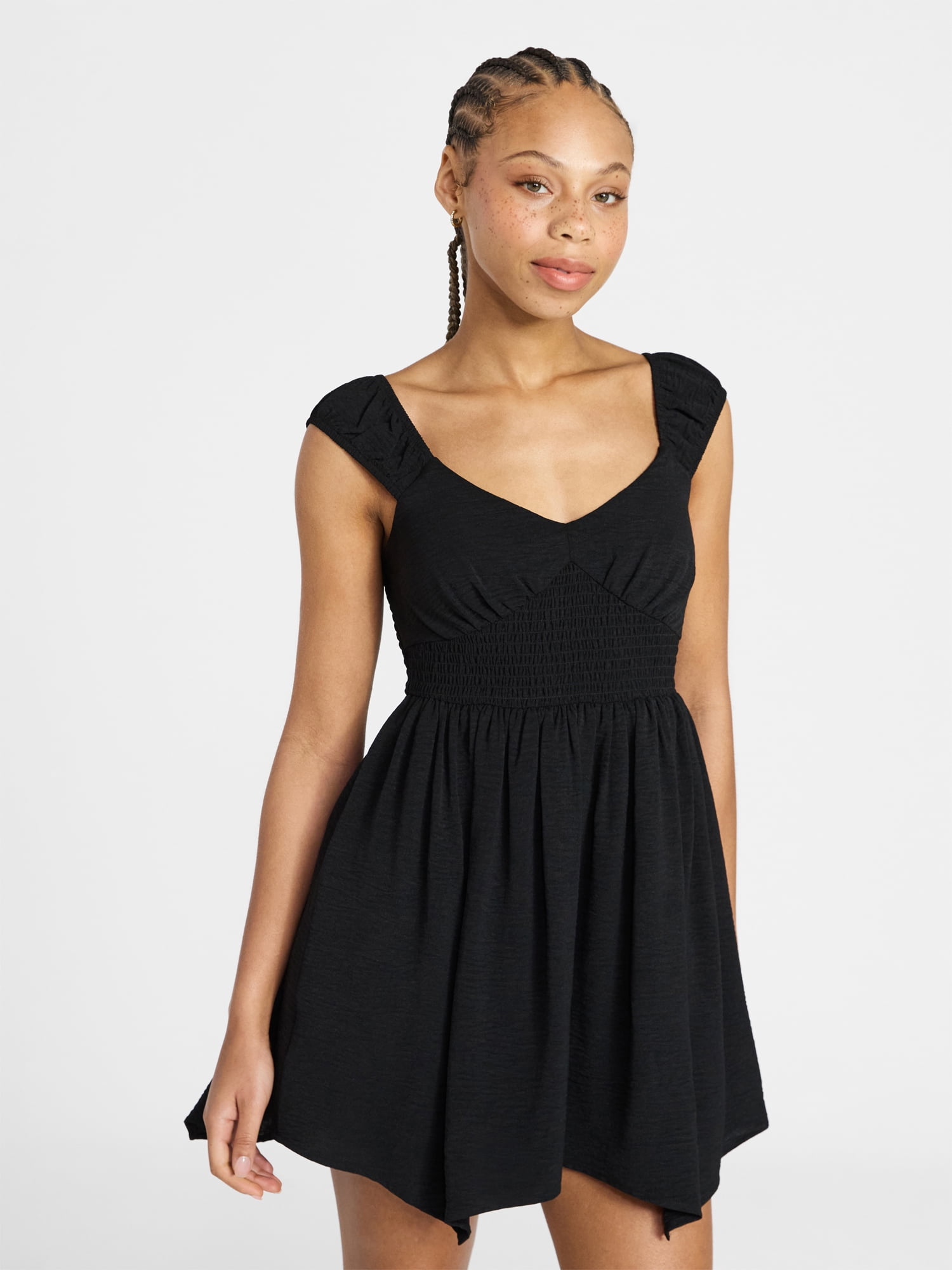 No Boundaries Cotton Poplin Smocked Mini Dress with Tie Straps