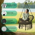 thumbnail image 3 of Hanging Swinging Macrame Chair, 330LBS Heavy Duty, 31.5" Wide Cotton Seat, Knitted Rope and Steel O-Rings for Bedroom Patio Balcony Indoor Outdoor (Black), 3 of 7