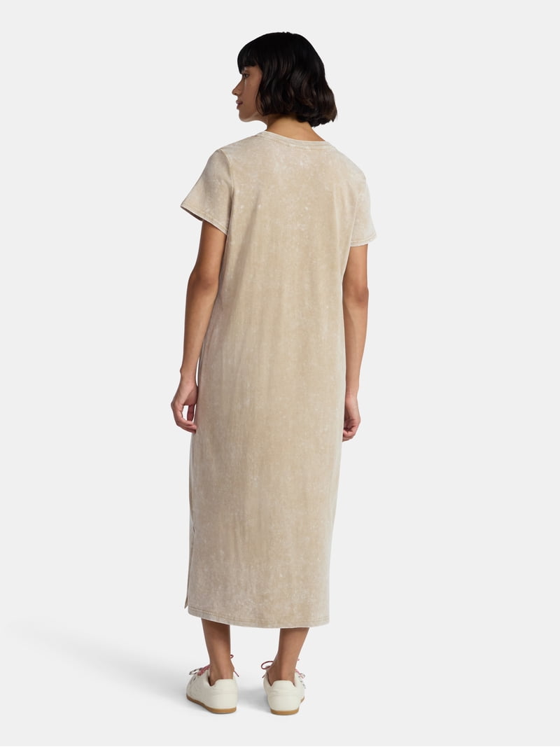 tan t shirt dress Time and Tru Women's Cotton Midi T-Shirt with Short Sleeves, Sizes XS-XXXL (Not us.) BE YOURSELF IN HANES ORIGINALS Terry Tshirt Dress