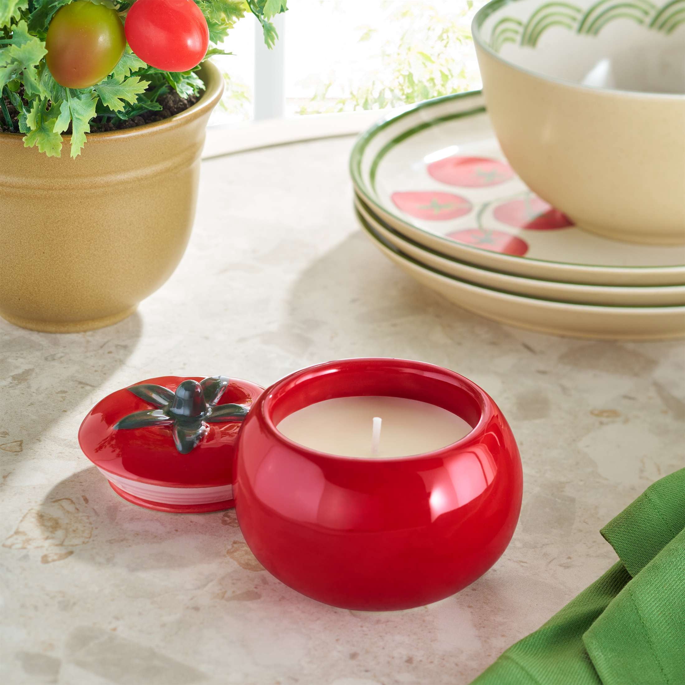 Better Homes & Gardens 1-Wick Ceramic Fruit Candle, Tomato and Thyme, 6 oz