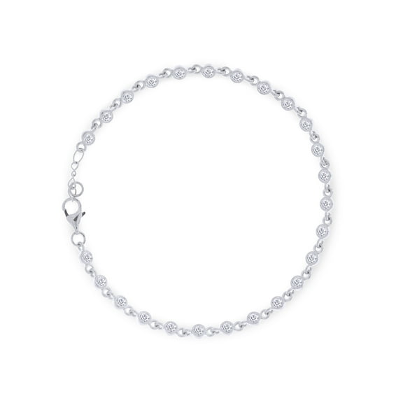 2.30MM Round Cut Lab Created Moissanite Diamond Tennis Bracelet In 14k White Gold Plated 925 Sterling Silver Jewelry For Women (G-H Color, VVS Clarity, 1.50 Cttw) Size - 6.5 Inch