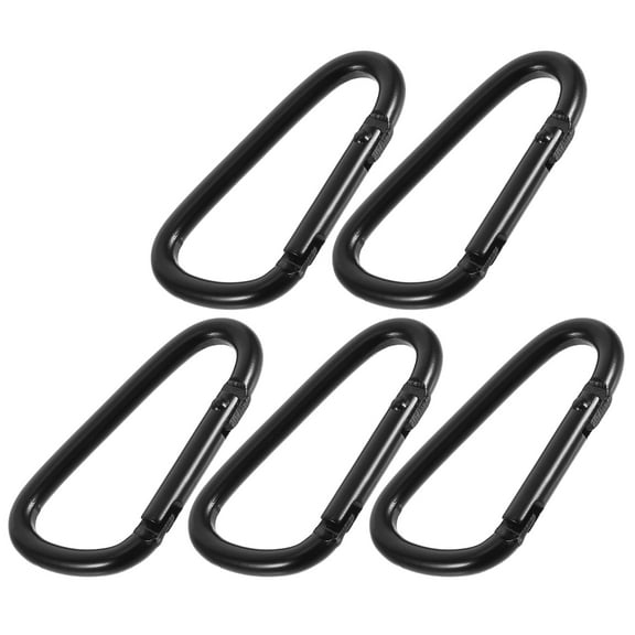 LEORX 5Pcs Lightweight Black Aluminum Alloy Carabiner Clips for Backpack
