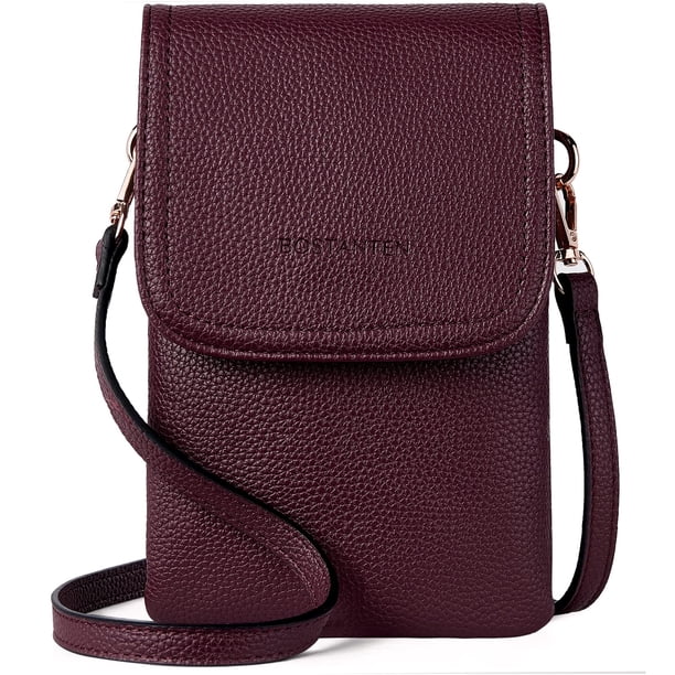 Bandolera BOSTANTEN de piel vegana para mujer, color burdeos