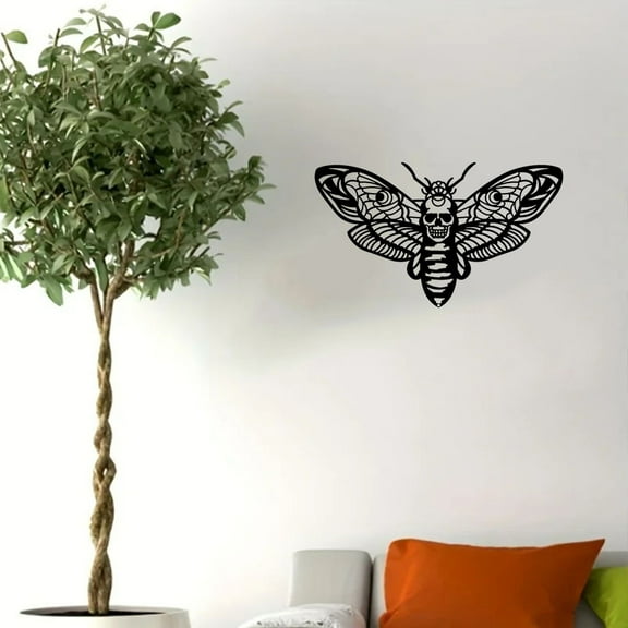 HELLOYOUNG 11.81 inch Gothic  Head Moth Metal Wall Art Wall Decor suitable for Bathroom/Living Room Light Luxury style Exquisite texture