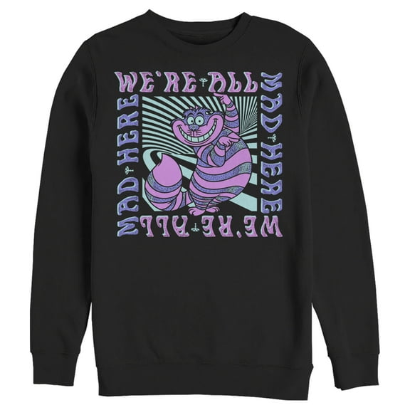 Men's Alice in Wonderland We're All Mad Here Trippy Sweatshirt Black 2X Large