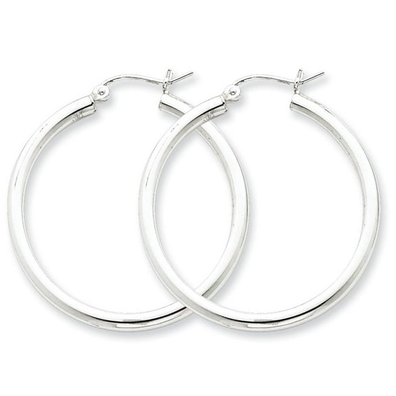 Primal Silver Sterling Silver Rhodium-plated 2.5mm Round Hoop Earrings