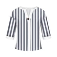 thumbnail image 5 of VEKDONE 3/4 Length Sleeve Stripe Tops for Women Summer Button Down V-Neck Tunic Tops Casual Loose Fit Lightweight Blouse Fashion Clothes Navy S, 5 of 5