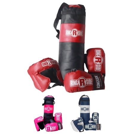 Ringside Kids Boxing Set with Mini Heavy Bag, Gloves and Headgear - Black