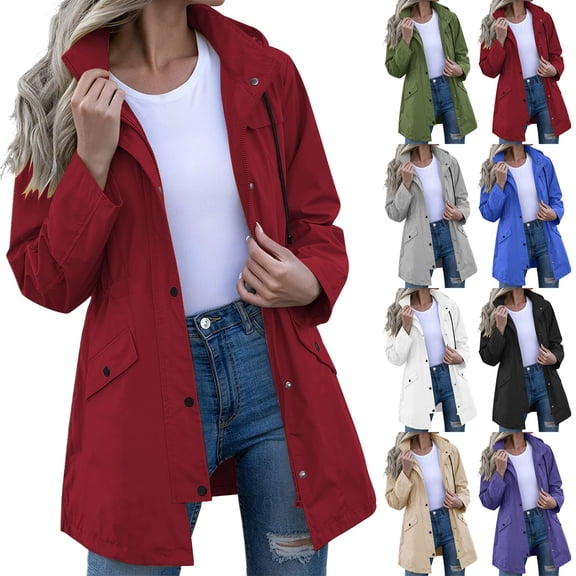 Women's Waterproof Rain Jackets Plus Size Long Hoode Windproof Jacket